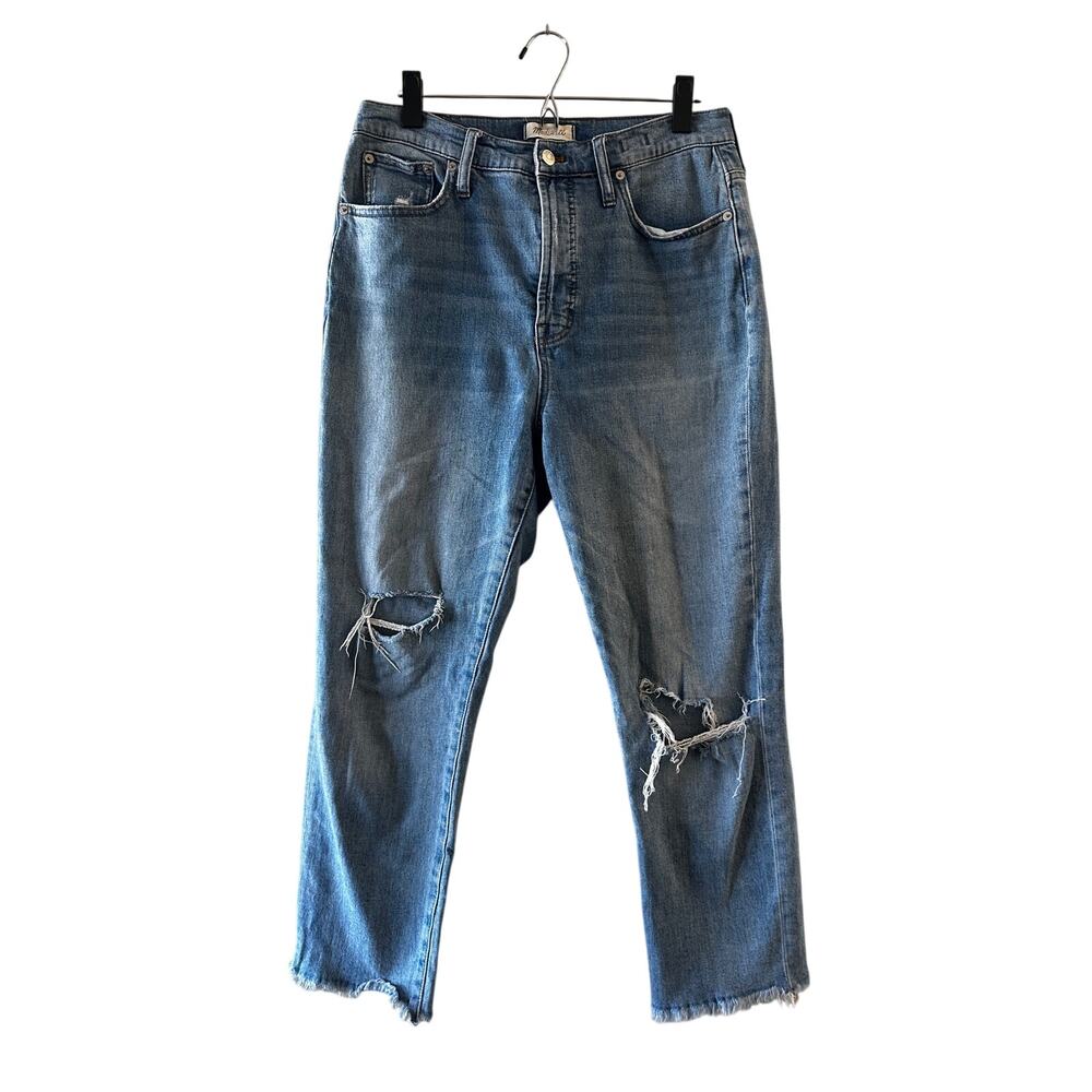 Madewell Blue Ripped Destroyed Perfect Vintage Denim Jeans Women Sz 31